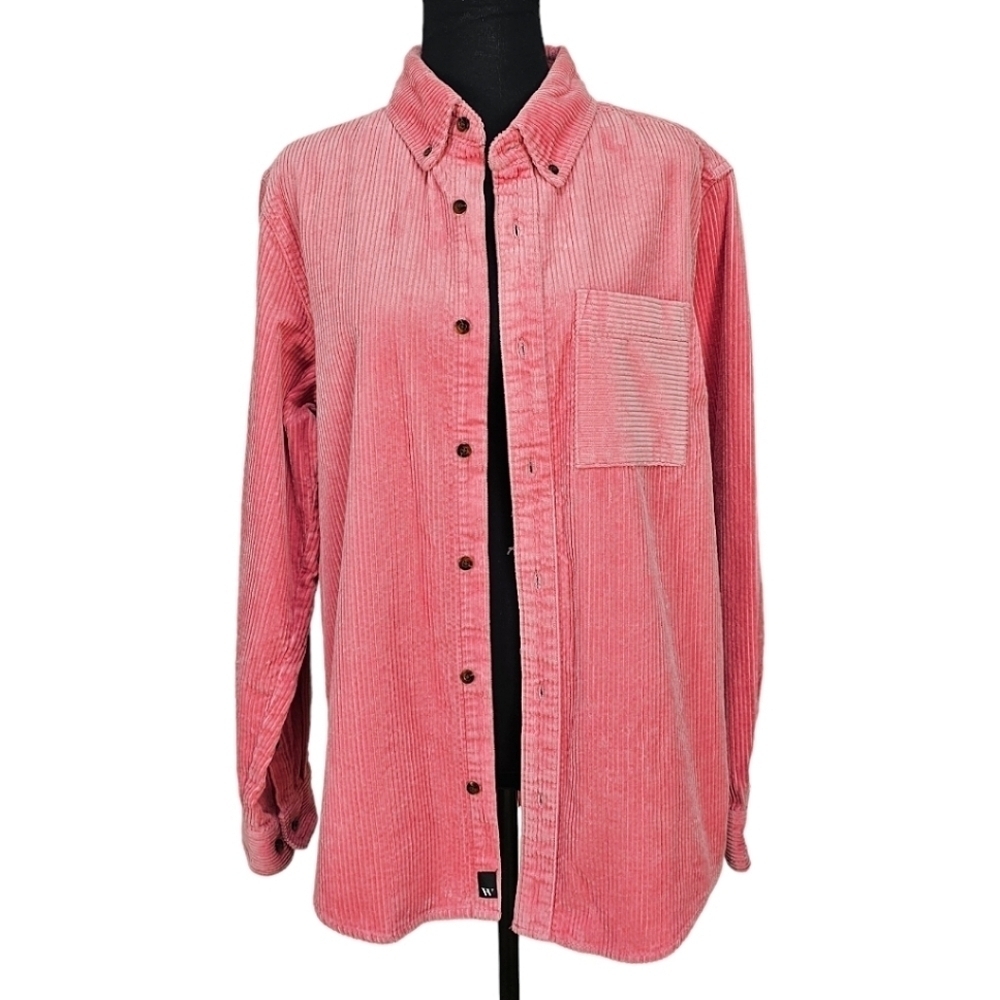Houston White Target Pink Corduroy Button Front Over Pocket Shirt Relaxed Medium